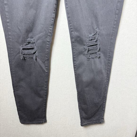 American Eagle High-Rise Jegging Jeans Black Stretch Distressed Lace Detail 16R - Picture 3 of 14